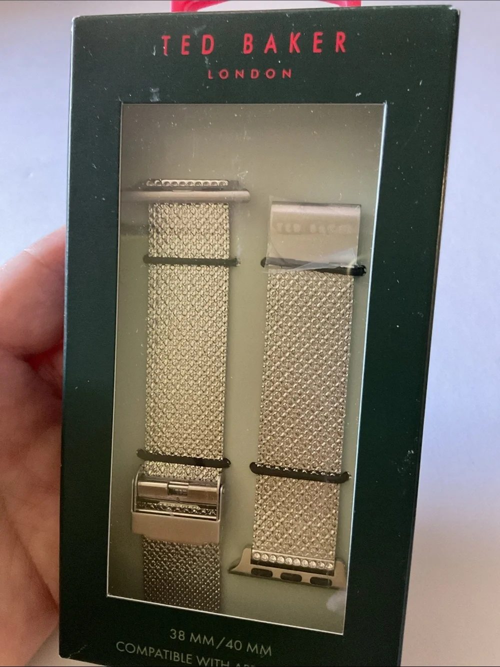 TED BAKER LONDON APPLE 38/40mm  WATCH STRAP SILVER METALLIC NWT